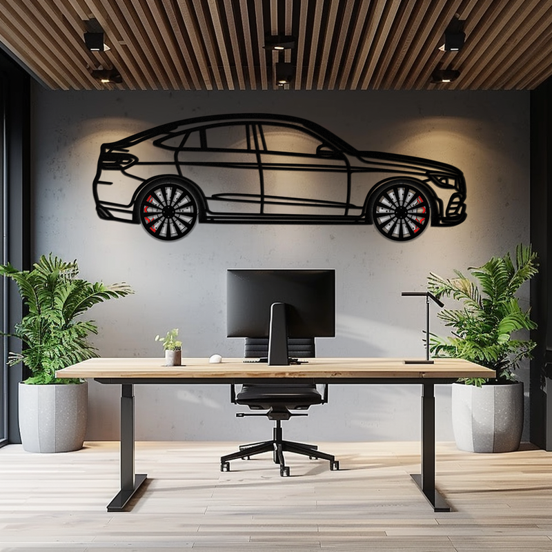 Mercedes GLC Coupe Metal Wall Art – Rotating Wheels Edition | Luxury AMG-Inspired Garage & Home Decor -KAFMEKA081