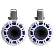 KICKER KMTCXL65 White 6.5" 300W RMS Marine HLCD Tower Speakers Pair View of Front of speakers 
