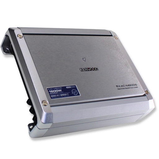 Front side view of Kenwood 800 Watt RMS 2 Ohms 5-Ch Class D Compact All In One Marine Amplifier KAC-M8005