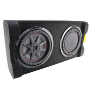 Compact 10" powered sub with active CompRT and passive reFLEX, built-in 400W amp, remote bass control, perfect for trucks and SUVs. Shop Now  Side Angle View