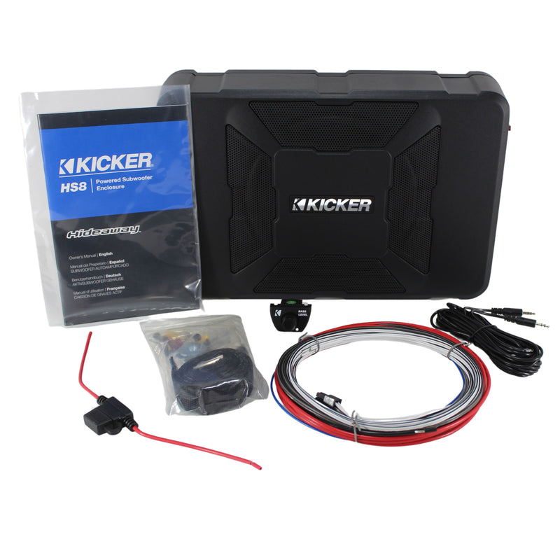 150W RMS 8" Under the Seat Compact Powered Subwoofer w/ Molex Bass Control Knob