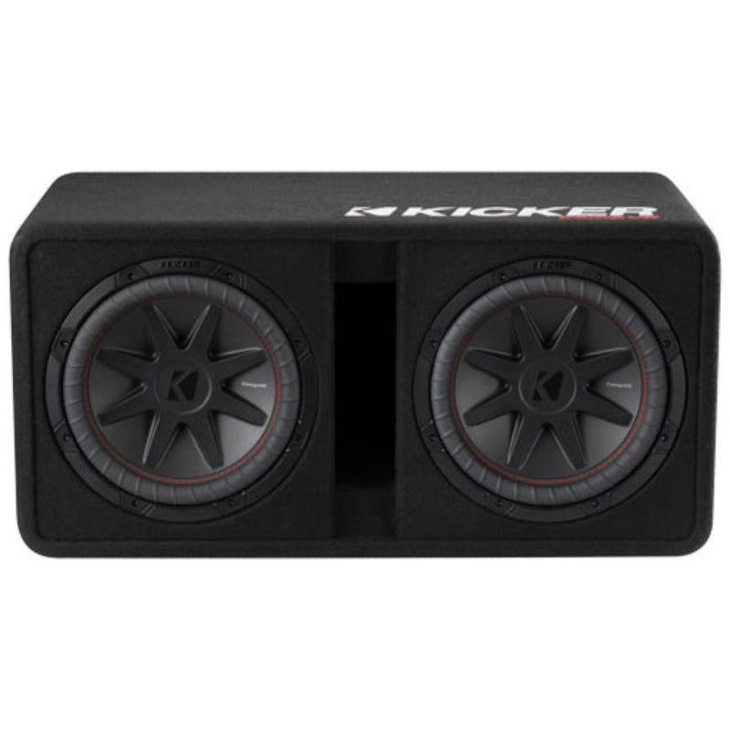 Experience powerful bass with the Kicker 52DCVR122 Dual 12" CompVR Ported Subwoofer Enclosure, delivering 900W RMS and 1800W peak power. Shop Now. Front Facing View