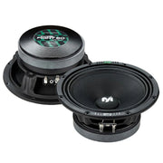 Deaf Bonce Machete MF-60MB 6.5″ mid-bass speakers deliver 150W RMS and deep punchy lows—ideal for car audio systems needing clean, powerful midbass. Front and Back View.