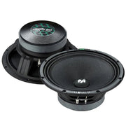 Deaf Bonce Machete MF-80MB 8″ mid-bass speakers offer 200W RMS power and strong low-end response—perfect for deep, punchy midbass in custom car audio builds. View Top and Bottom.