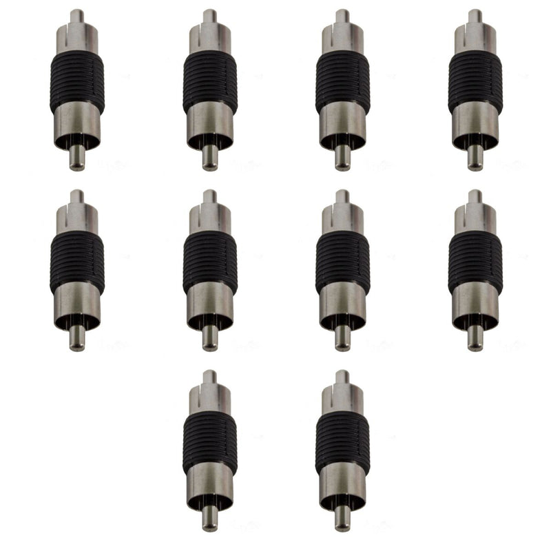 Install Bay Male-to-Male RCA Nickel Barrel Connectors RCA100-BM x 10