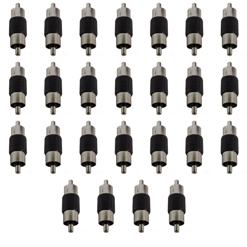 Install Bay Male-to-Male RCA Nickel Barrel Connectors RCA100-BM Pack of 25