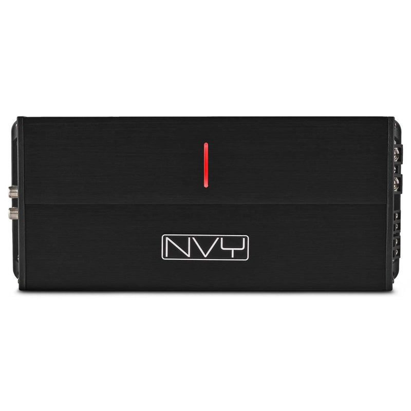 Compact 4 channel Class D amp with 800W RMS x4 @2 ohm, high efficiency, crossover control, and built in protection for reliable power. Amplifier Front Facing Image

