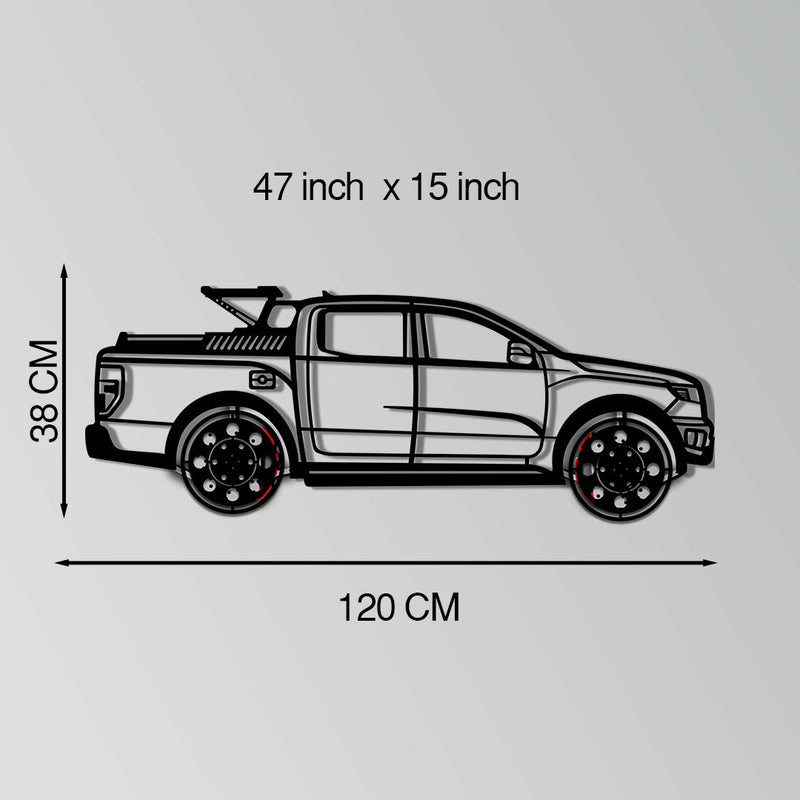 Ford F-150 Metal Truck Wall Art with Rotating Wheels - Iconic American Pickup Silhouette - Interactive Automotive Wall Decor - KAFMEKA138