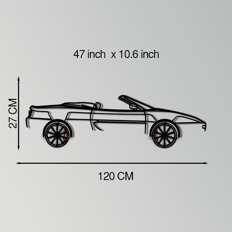 Ferrari F355 Spider Metal Car Wall Art with Rotating Wheels - Classic Italian Convertible Silhouette - Interactive Automotive Decor - KAFMEKA131