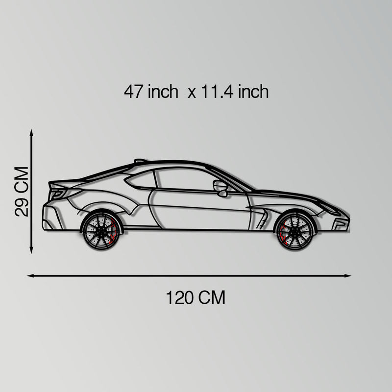 Toyota GR86 Metal Car Wall Art with Rotating Wheels - Modern JDM Sports Coupe Silhouette - Interactive Automotive Wall Decor - KAFMEKA157