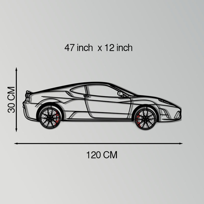 Ferrari F430 Scuderia Metal Car Wall Art with Rotating Wheels - Track-Focused V8 Silhouette - Interactive Automotive Wall Art - KAFMEKA133