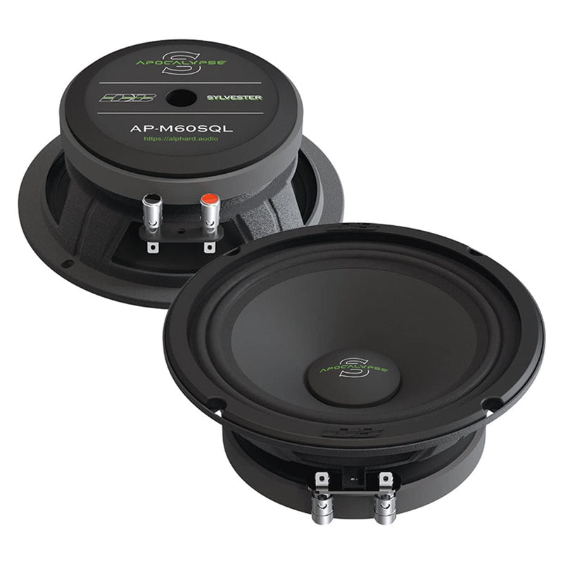 Pair of Deaf Bonce Apocalypse 6.5" Midrange Speakers 600W 4 Ohm Black AP-M60SQL top and bottom side view