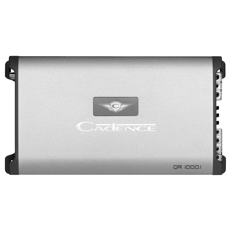 Feel the power with the Quartz Core QR1000.1 Monoblock 1000W RMS Amplifier. Delivers deep, clean bass and Class D efficiency for serious car audio. Front-facing view of the amplifier.