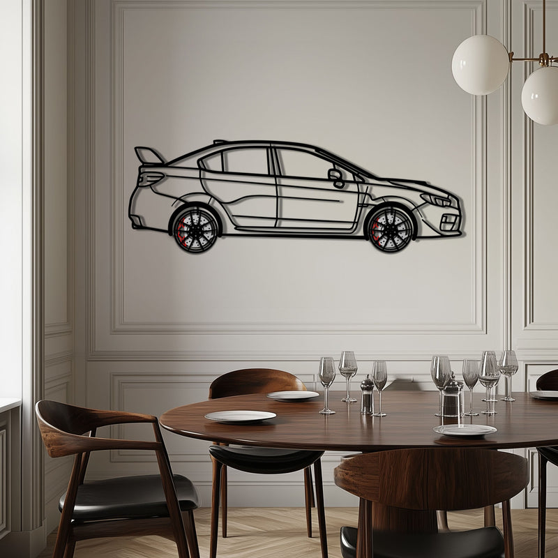 Subaru WRX Metal Car Wall Art with Rotating Wheels - Rally Legend Silhouette - Interactive Automotive Wall Decor - KAFMEKA155