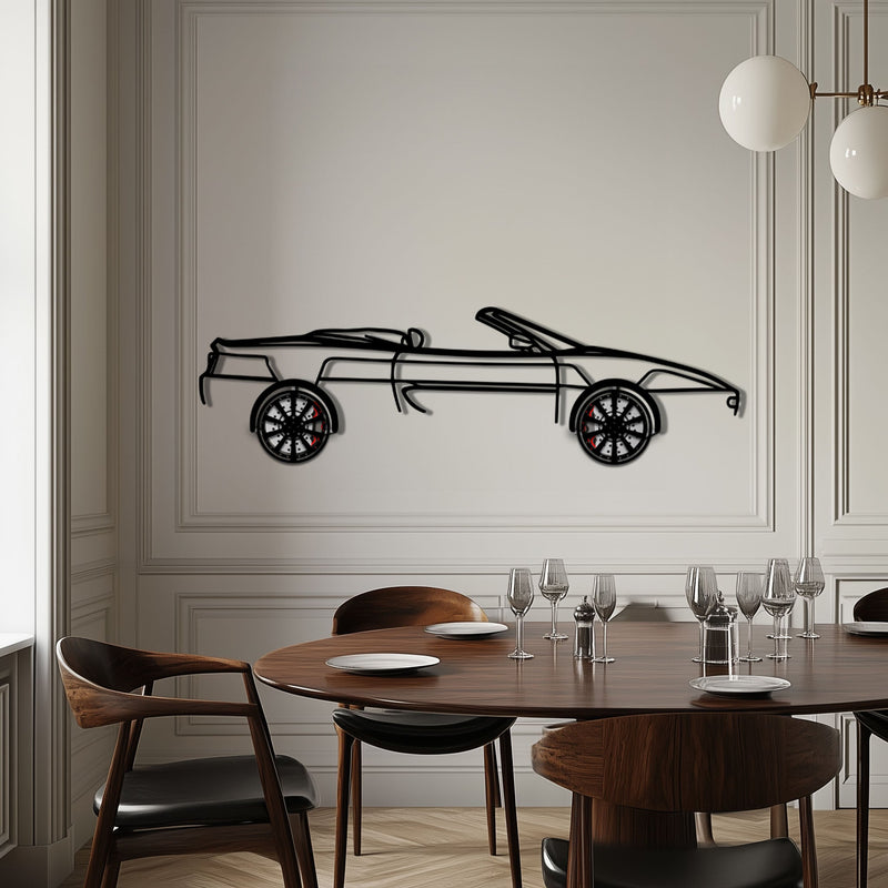 Ferrari F355 Spider Metal Car Wall Art with Rotating Wheels - Classic Italian Convertible Silhouette - Interactive Automotive Decor - KAFMEKA131