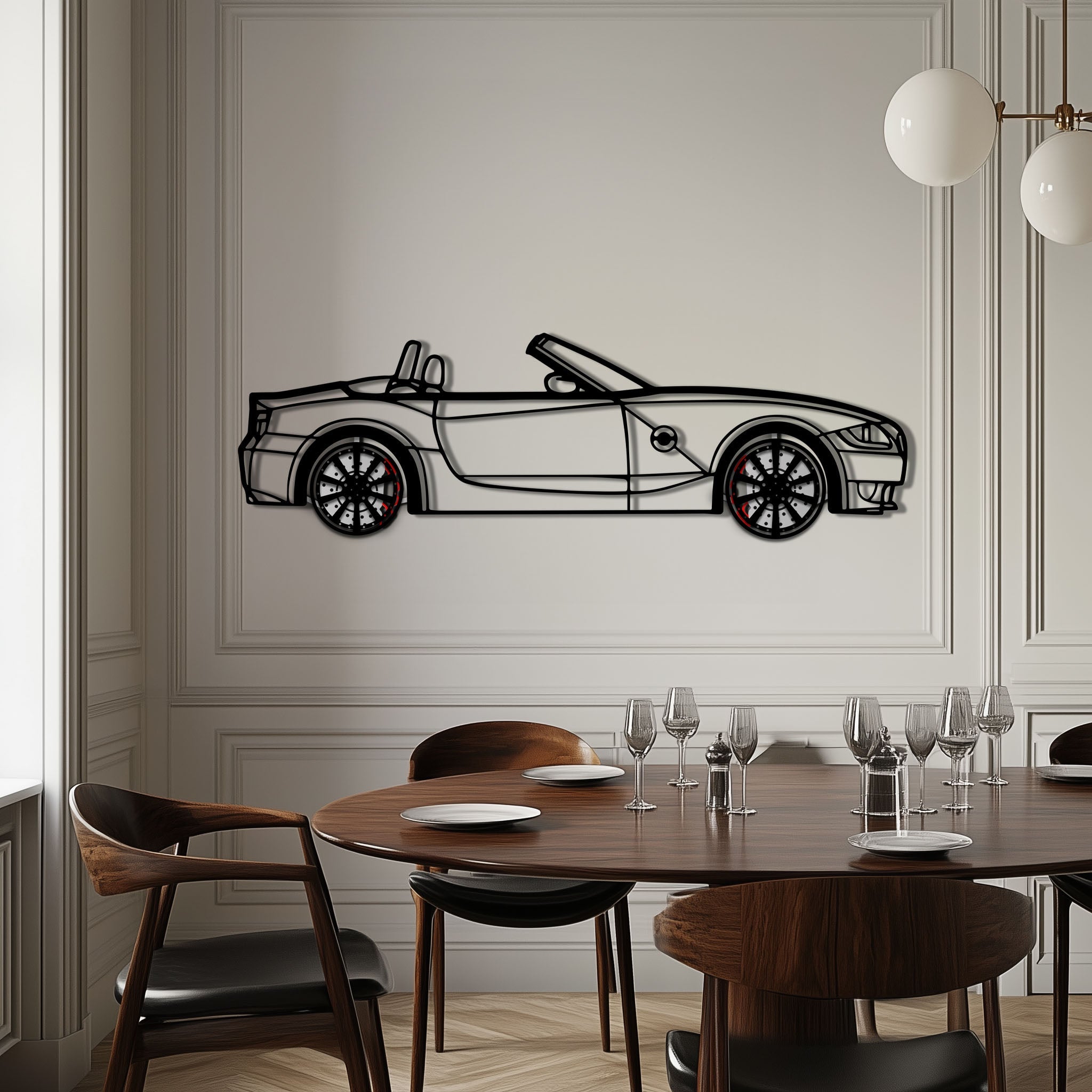 BMW Z4 M Roadster Metal Car Wall Art with Rotating Wheels - M