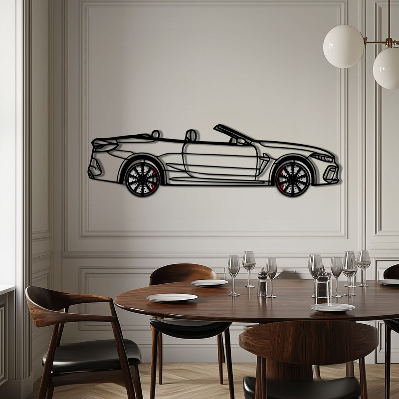 BMW M8 Competition Metal Car Wall Art with Rotating Wheels - M Power Luxury Silhouette - Interactive Automotive Wall Art - KAFMEKA109