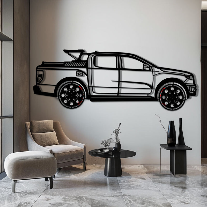Ford F-150 Metal Truck Wall Art with Rotating Wheels - Iconic American Pickup Silhouette - Interactive Automotive Wall Decor - KAFMEKA138
