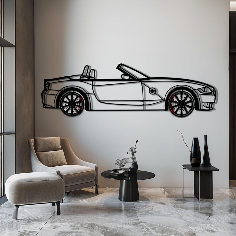 BMW Z4 M Roadster Metal Car Wall Art with Rotating Wheels - M Power Silhouette Decor - Interactive Automotive Wall Art - KAFMEKA114