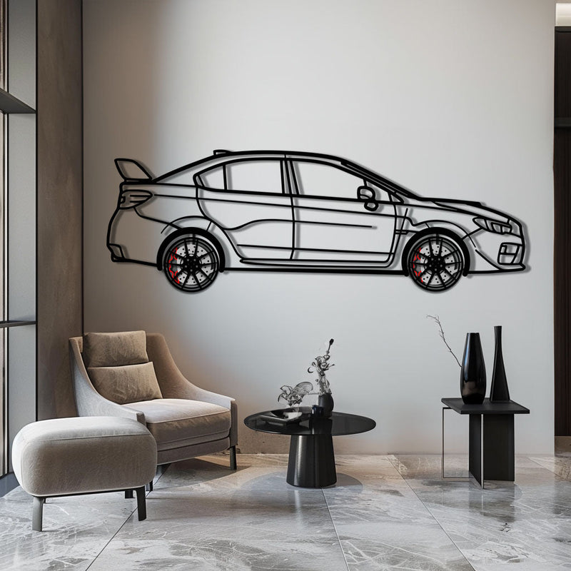 Subaru WRX Metal Car Wall Art with Rotating Wheels - Rally Legend Silhouette - Interactive Automotive Wall Decor - KAFMEKA155