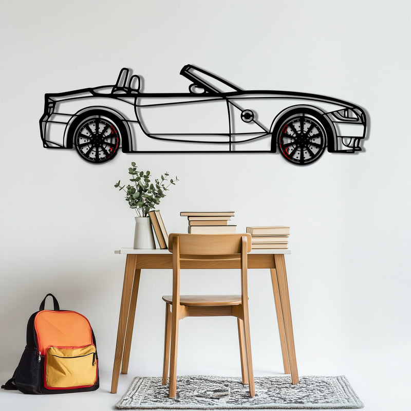BMW Z4 M Roadster Metal Car Wall Art with Rotating Wheels - M Power Silhouette Decor - Interactive Automotive Wall Art - KAFMEKA114