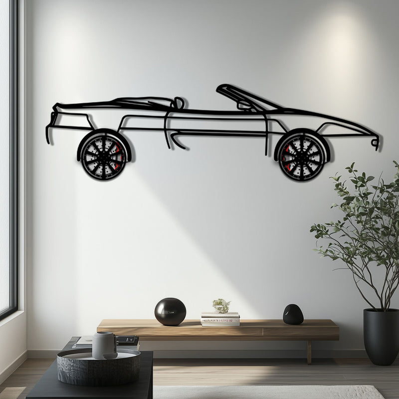 Ferrari F355 Spider Metal Car Wall Art with Rotating Wheels - Classic Italian Convertible Silhouette - Interactive Automotive Decor - KAFMEKA131