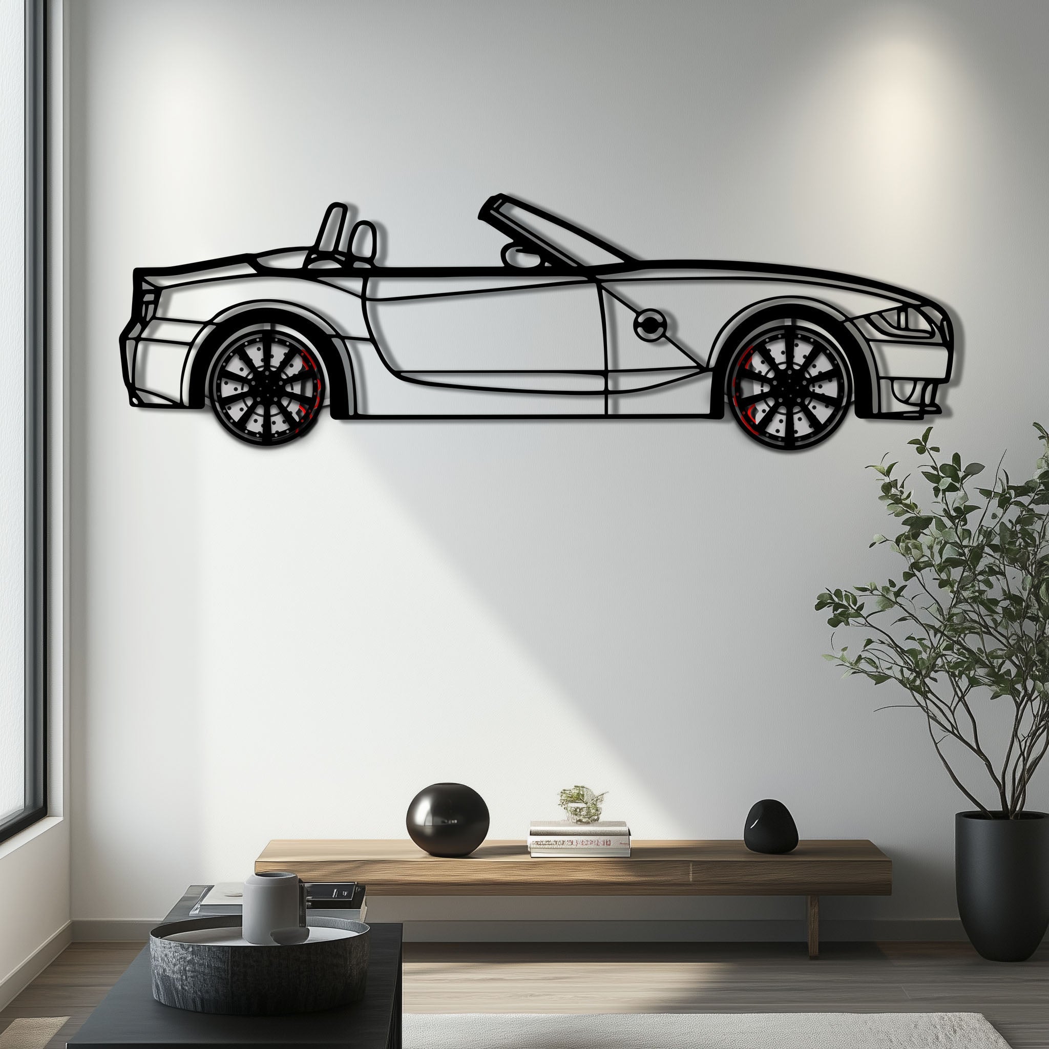 BMW Z4 M Roadster Metal Car Wall Art with Rotating Wheels - M