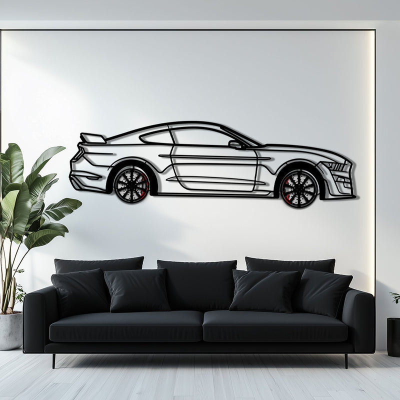 Ford Mustang Shelby GT500 Metal Car Wall Art with Rotating Wheels - Modern Muscle Silhouette Decor - Interactive Automotive Wall Art - KAFMEKA140