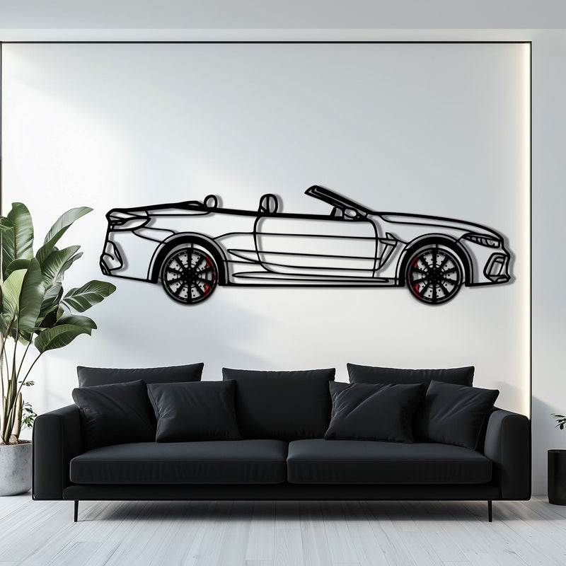 BMW M8 Competition Metal Car Wall Art with Rotating Wheels - M Power Luxury Silhouette - Interactive Automotive Wall Art - KAFMEKA109