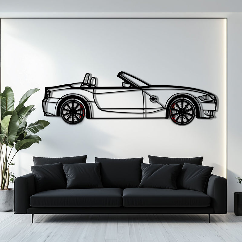 BMW Z4 M Roadster Metal Car Wall Art with Rotating Wheels - M Power Silhouette Decor - Interactive Automotive Wall Art - KAFMEKA114
