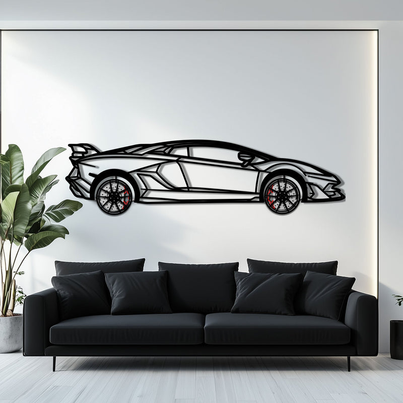 Lamborghini Aventador Metal Car Wall Art with Rotating Wheels - Italian V12 Hypercar Silhouette - Interactive Automotive Wall Decor - KAFMEKA145