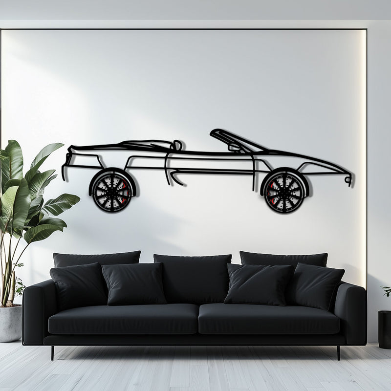 Ferrari F355 Spider Metal Car Wall Art with Rotating Wheels - Classic Italian Convertible Silhouette - Interactive Automotive Decor - KAFMEKA131