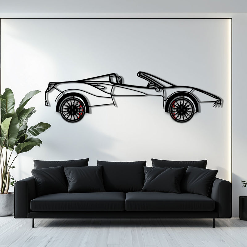 Ferrari 488 Spider Metal Car Wall Art with Rotating Wheels - Italian Twin-Turbo V8 Silhouette - Interactive Automotive Wall Decor - KAFMEKA126