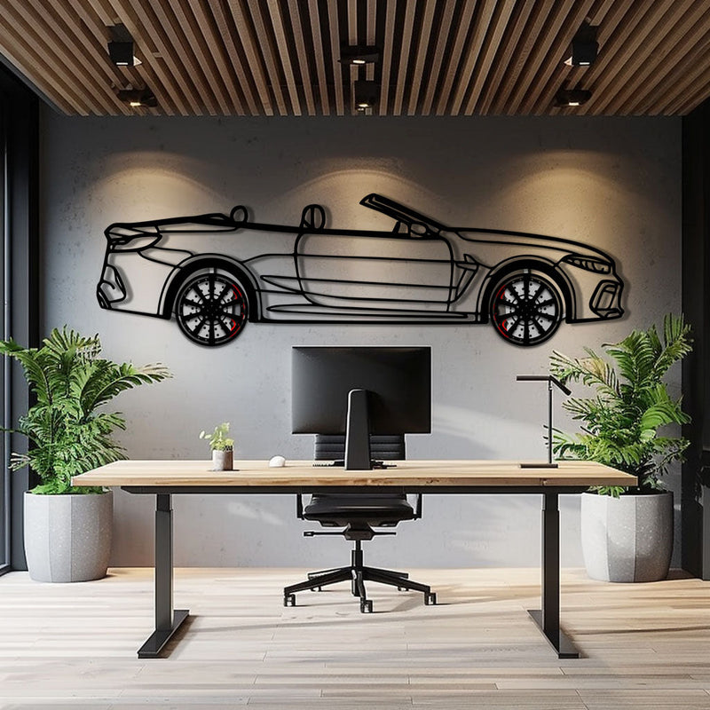 BMW M8 Competition Metal Car Wall Art with Rotating Wheels - M Power Luxury Silhouette - Interactive Automotive Wall Art - KAFMEKA109