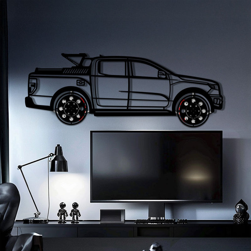 Ford F-150 Metal Truck Wall Art with Rotating Wheels - Iconic American Pickup Silhouette - Interactive Automotive Wall Decor - KAFMEKA138