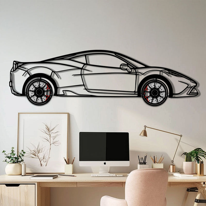 Ferrari 458 Speciale Metal Car Wall Art with Rotating Wheels - Track-Focused V8 Silhouette - Interactive Automotive Wall Decor - KAFMEKA125