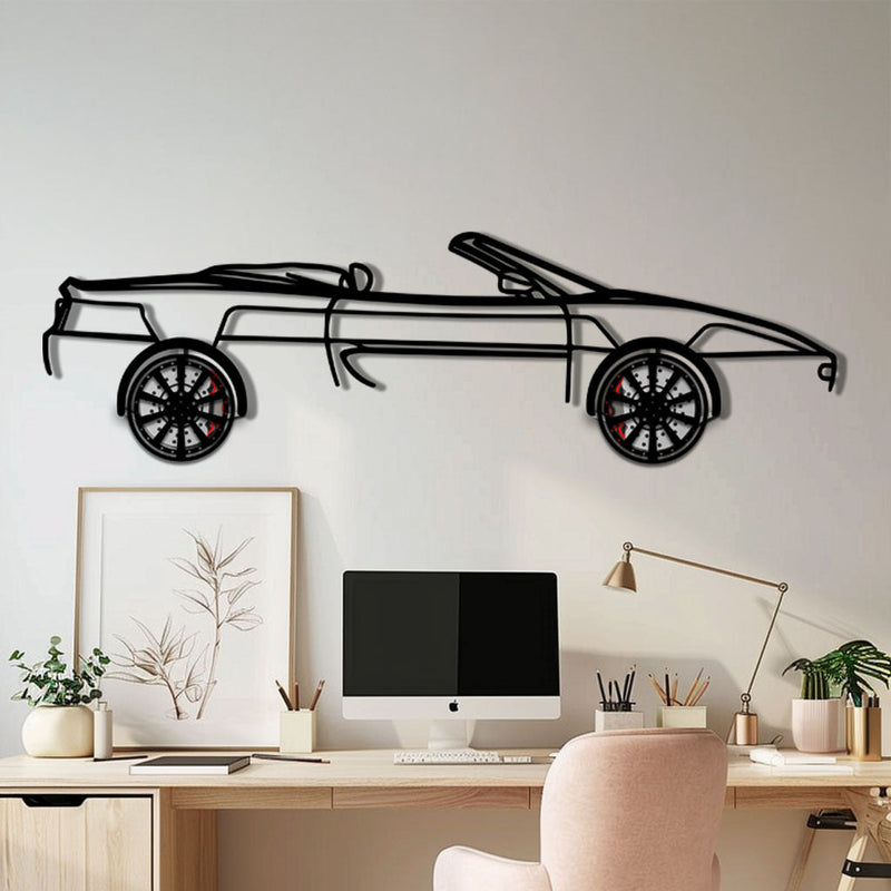 Ferrari F355 Spider Metal Car Wall Art with Rotating Wheels - Classic Italian Convertible Silhouette - Interactive Automotive Decor - KAFMEKA131