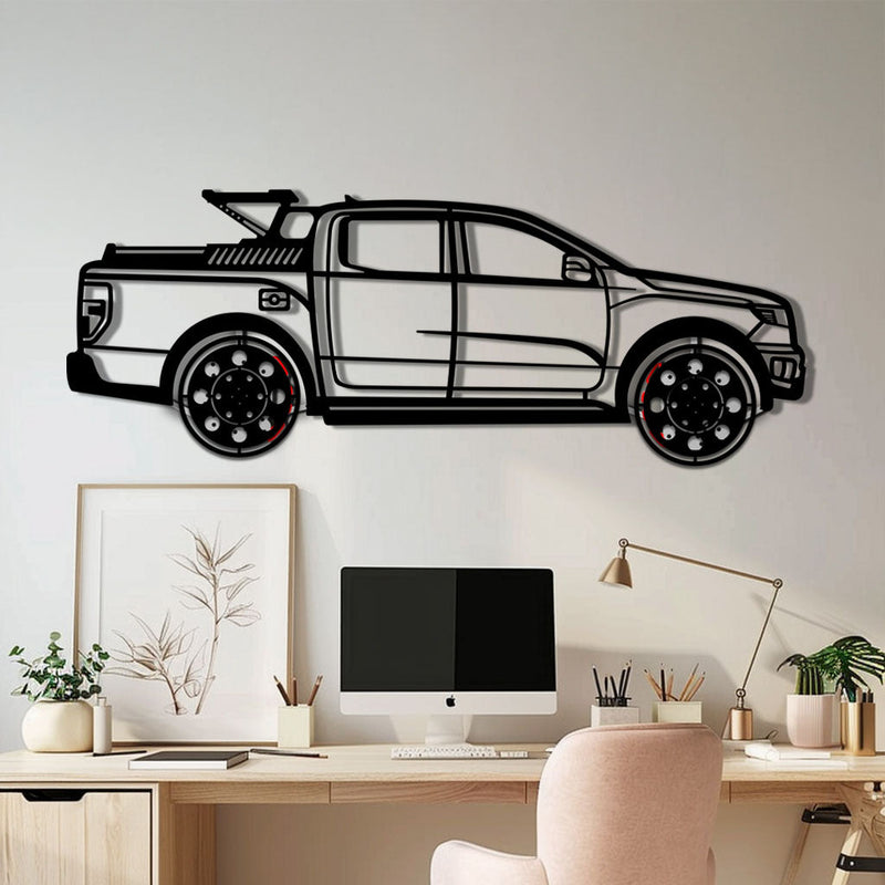 Ford F-150 Metal Truck Wall Art with Rotating Wheels - Iconic American Pickup Silhouette - Interactive Automotive Wall Decor - KAFMEKA138