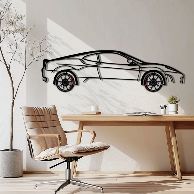 Ferrari F430 Metal Car Wall Art with Rotating Wheels - Italian V8 Supercar Silhouette - Interactive Automotive Wall Decor - KAFMEKA132