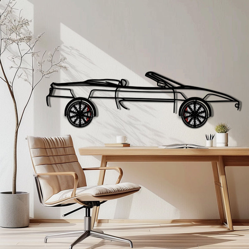 Ferrari F355 Spider Metal Car Wall Art with Rotating Wheels - Classic Italian Convertible Silhouette - Interactive Automotive Decor - KAFMEKA131