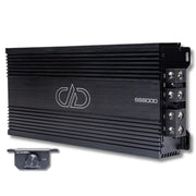 SS9000 | 9000W Compact Monoblock Amplifier with Six-Pack Power Supply Vie of top of amp and left side, with Bass knob front facing 