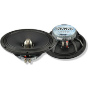 Sundown Audio LCMR-10 8 ohm 10 inch pro audio midrange speaker with 120W RMS power handling high sensitivity phase plug design and loud clean midrange output. Speakers Side View 