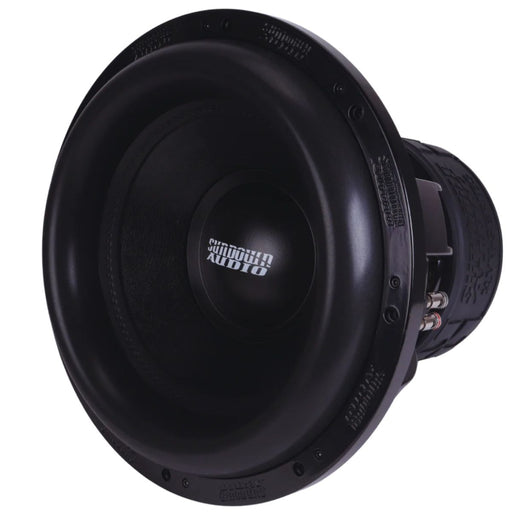Sundown Audio XV4 15 inch subwoofer delivers 3000 watts RMS with 30mm Xmax, Xv4 coil technology, and massive low frequency output. Subwoofer front view