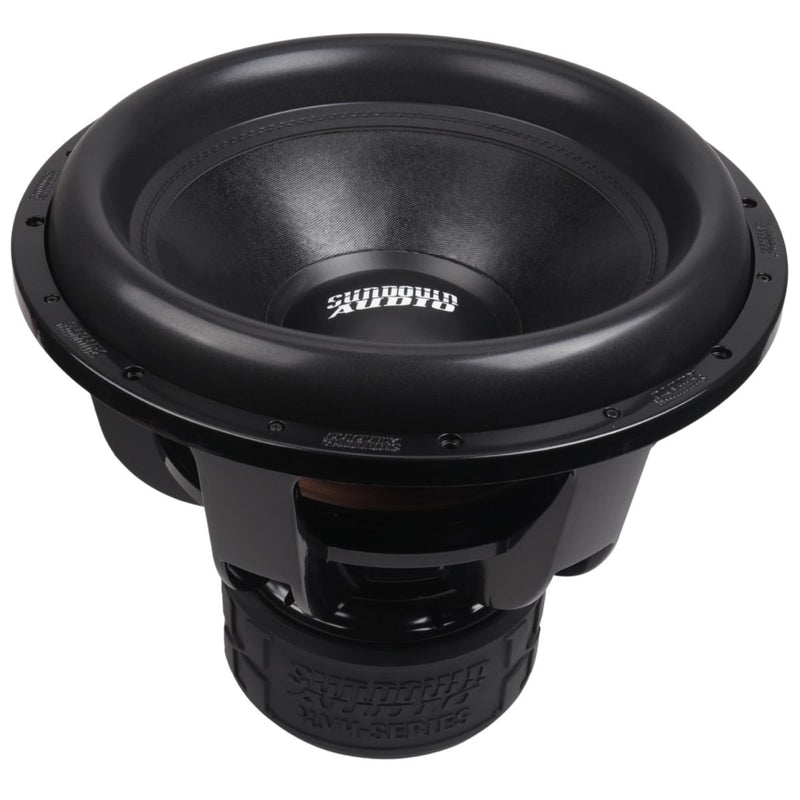Sundown Audio XV4 18 inch dual 2 ohm subwoofer rated at 3000 watts RMS with 30mm Xmax and Xv4 coil technology for extreme bass systems. Subwoofer Front View
