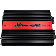 High power Synergy Audio WFO 8.4D 4-channel amplifier with 250W RMS per channel, advanced crossover tuning, and heavy duty 0 gauge power inputs. Front Facing Amplifier