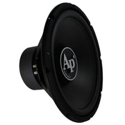 Side angle of the TS-PP3-15-D4 subwoofer highlighting mounting depth and vented basket design.