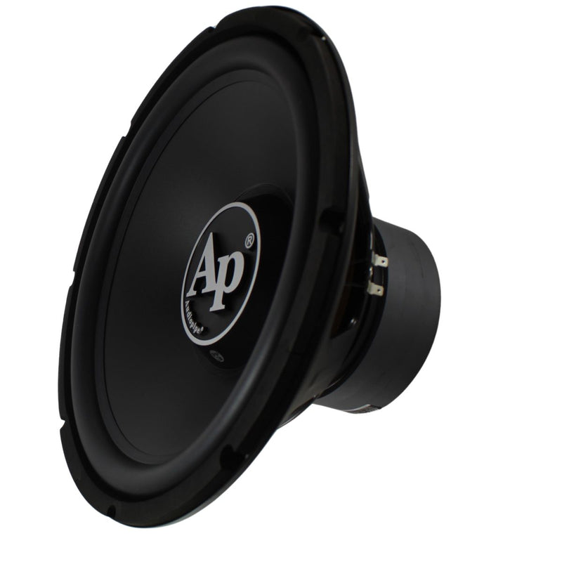 Side angle of the TS-PP3-15-D4 subwoofer highlighting mounting depth and vented basket design.