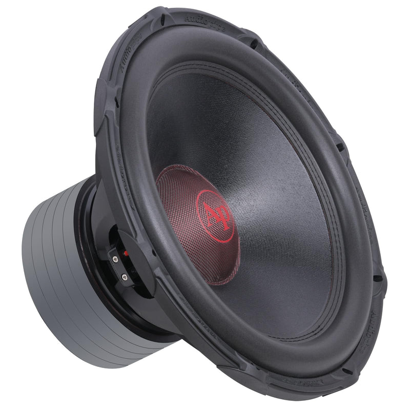 TXX-BDC-V-18 | 18" 1900W RMS Five Stack Dual 4-Ohm Subwoofer view of front and side angle shows inputs.
