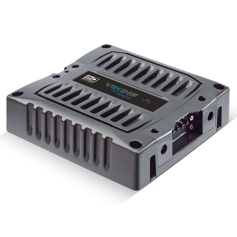 Top side view 1 of VIKING-5001 car audio amplifier – high-performance, clean design, available at Big Jeff Audio.