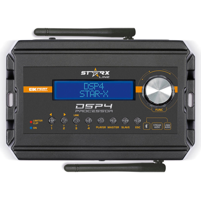 Top view of DSP4-STARX car audio amplifier – high-performance, clean design, available at Big Jeff Audio.
